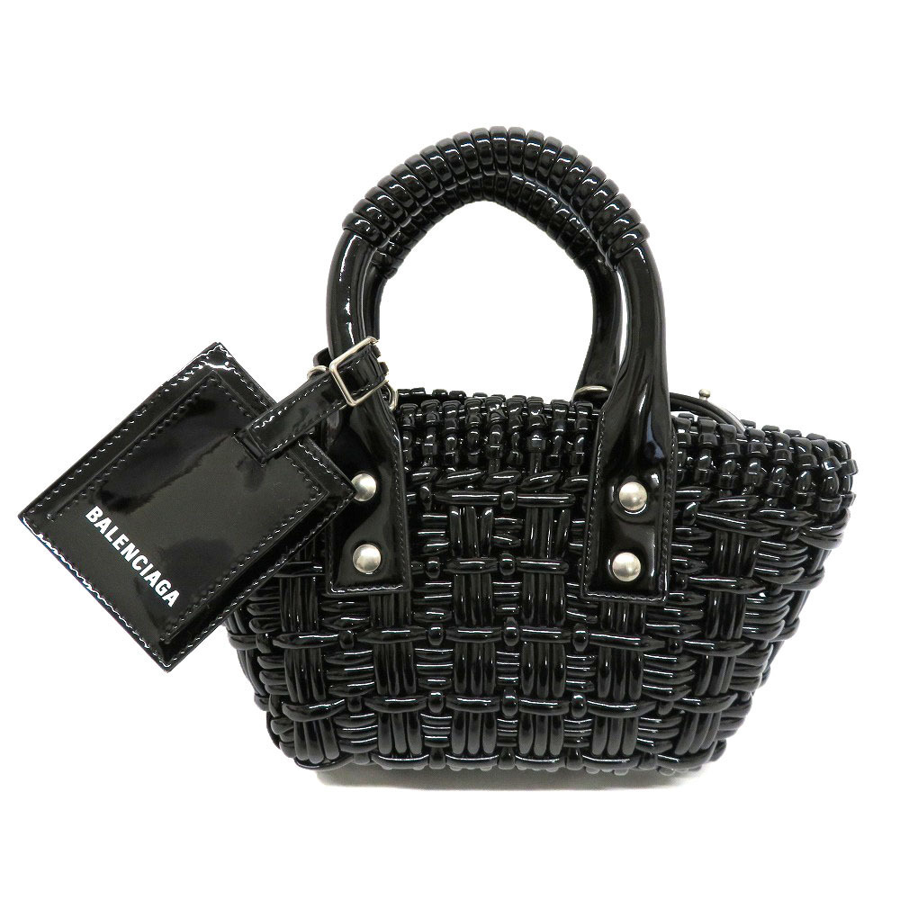 BALENCIAGA Bistro XXS Handbag Shoulder Bag Enamel Black Basket